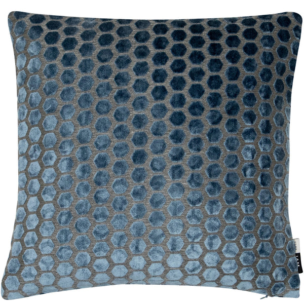 Small Hex Cut Velvet 43x43 Blue - Canwell Interiors Limited - Malini