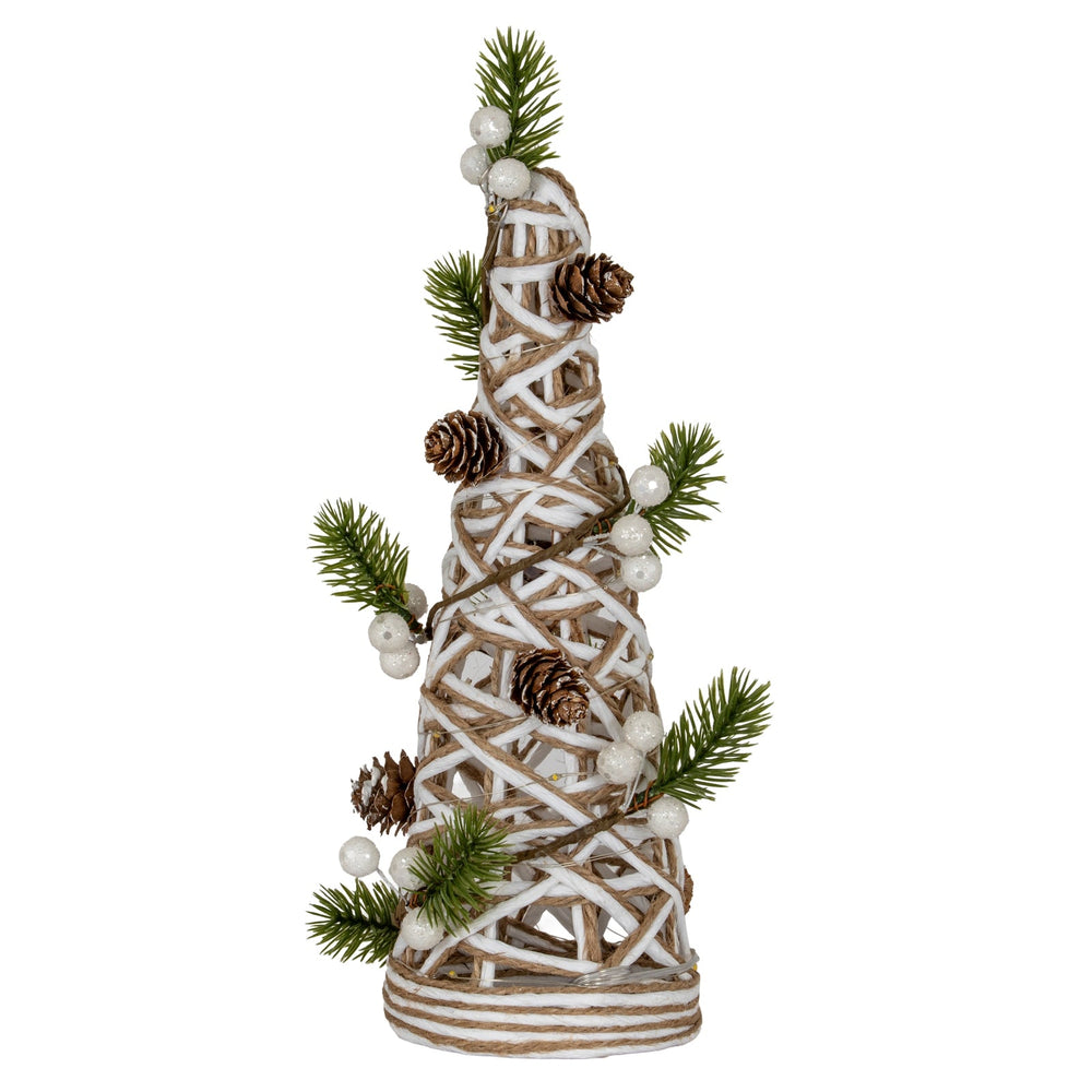 Small LED White Rattan Cone Tree With Winter Branches - Canwell Interiors Limited - Hills