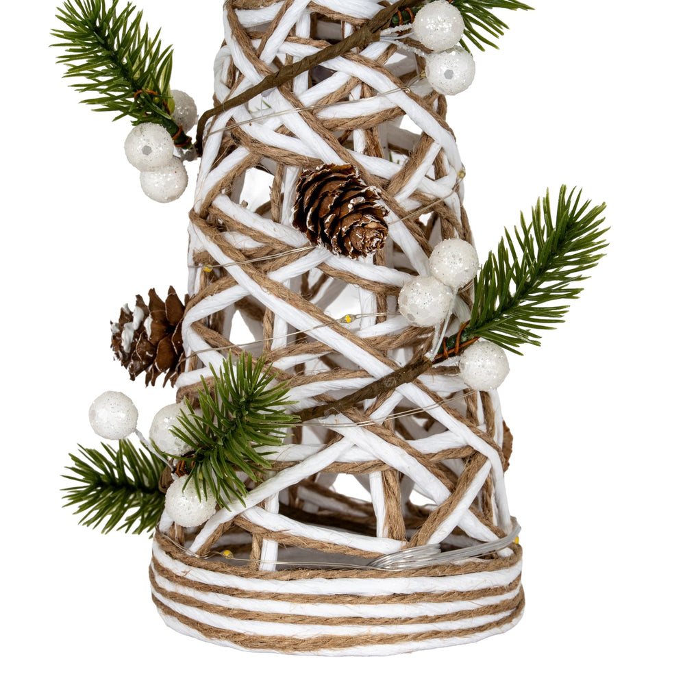 Small LED White Rattan Cone Tree With Winter Branches - Canwell Interiors Limited - Hills