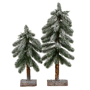 Small Snowy Pine Tree On Wooden Stand - Canwell Interiors Limited - Hills