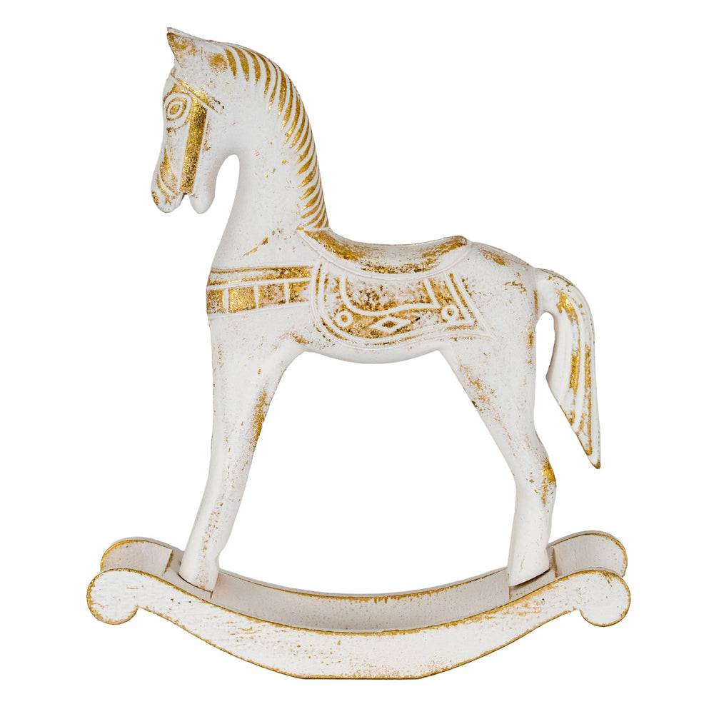 Small Whitewashed Wooden Rocking Horse - Canwell Interiors Limited - Hills