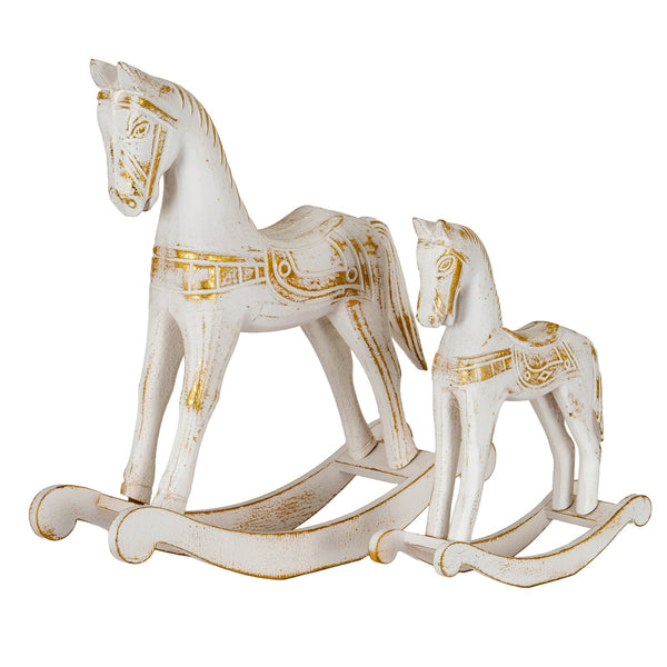 Small Whitewashed Wooden Rocking Horse - Canwell Interiors Limited - Hills