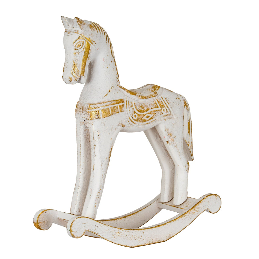 Small Whitewashed Wooden Rocking Horse - Canwell Interiors Limited - Hills