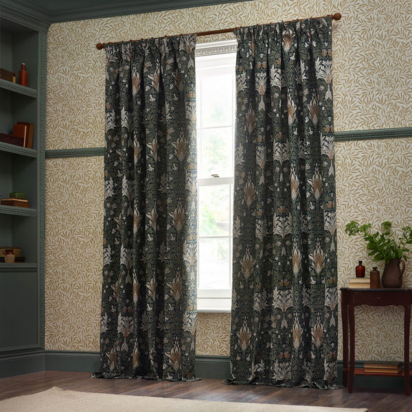Snakeshead 117x137 Pencil Pleat Curtains Indigo/Leaf - XShowhome Limited - Riva