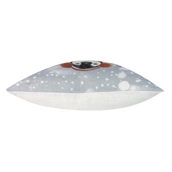 Snowy Penguin with Earmuffs 43x43 Feather Filled Cushion - Canwell Interiors Limited - Riva