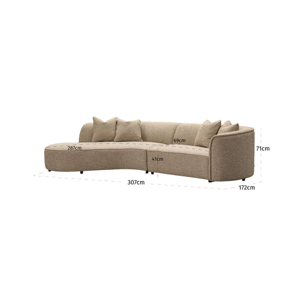 Sofa Romero Sand Tweed Ottoman Left Fire Retardant - XShowhome Limited - Richmond