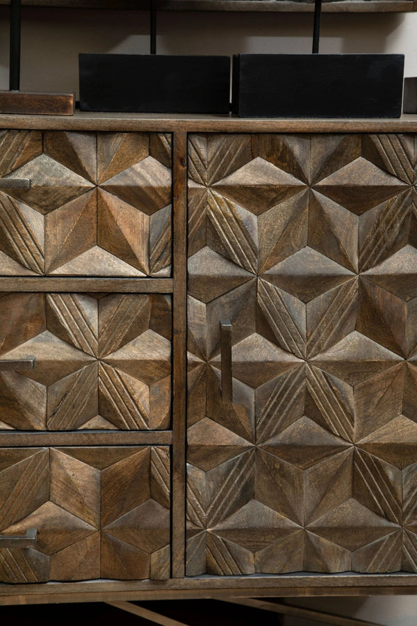 Solana Grey Washed Carved Mango Wood Sideboard - XShowhome Limited - Xshowhome