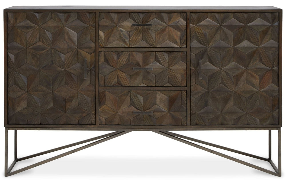 Solana Grey Washed Carved Mango Wood Sideboard - XShowhome Limited - Xshowhome
