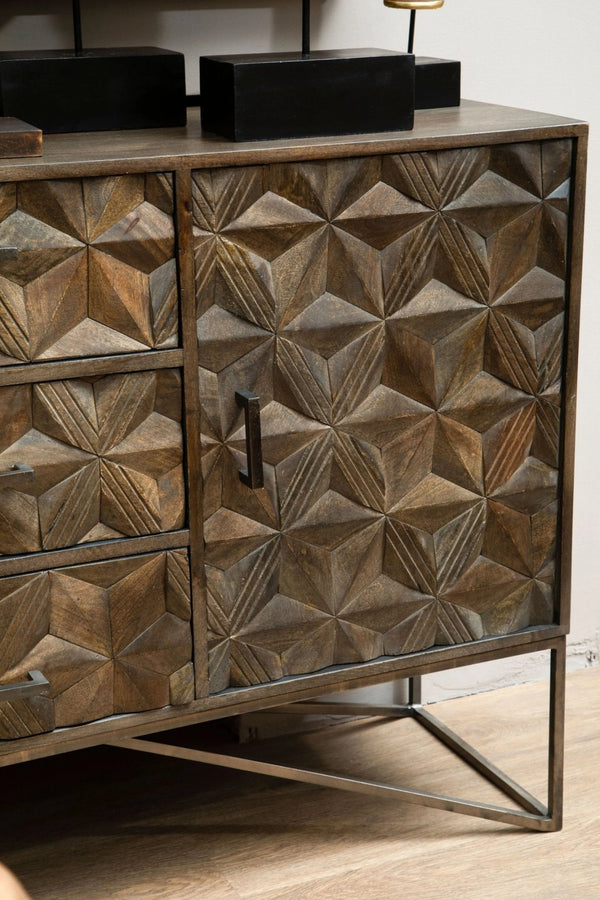 Solana Grey Washed Carved Mango Wood Sideboard - XShowhome Limited - Xshowhome