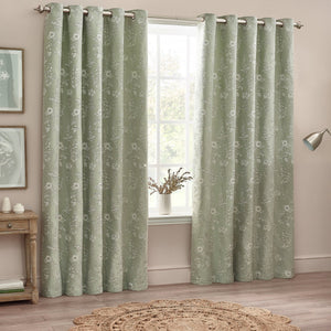 Sophia 117x137 Eyelet Curtain Sage - Canwell Interiors Limited - Riva