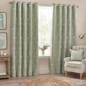Sophia 117x183 Eyelet Curtain Sage - Canwell Interiors Limited - Riva