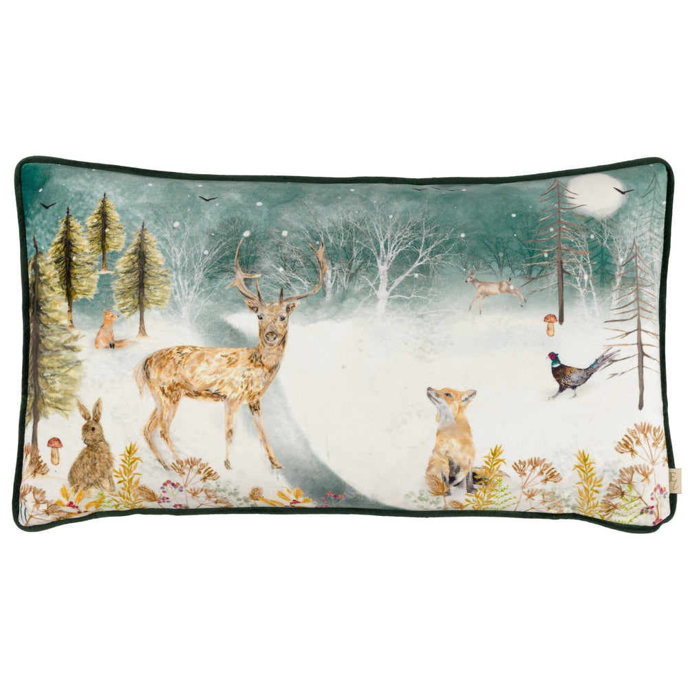 Stag Winter Scene 30x50 Feather Filled Cushion Multi - Canwell Interiors Limited - Riva