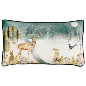 Stag Winter Scene 30x50 Feather Filled Cushion Multi - Canwell Interiors Limited - Riva