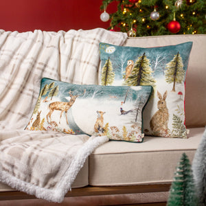 Stag Winter Scene 30x50 Feather Filled Cushion Multi - Canwell Interiors Limited - Riva
