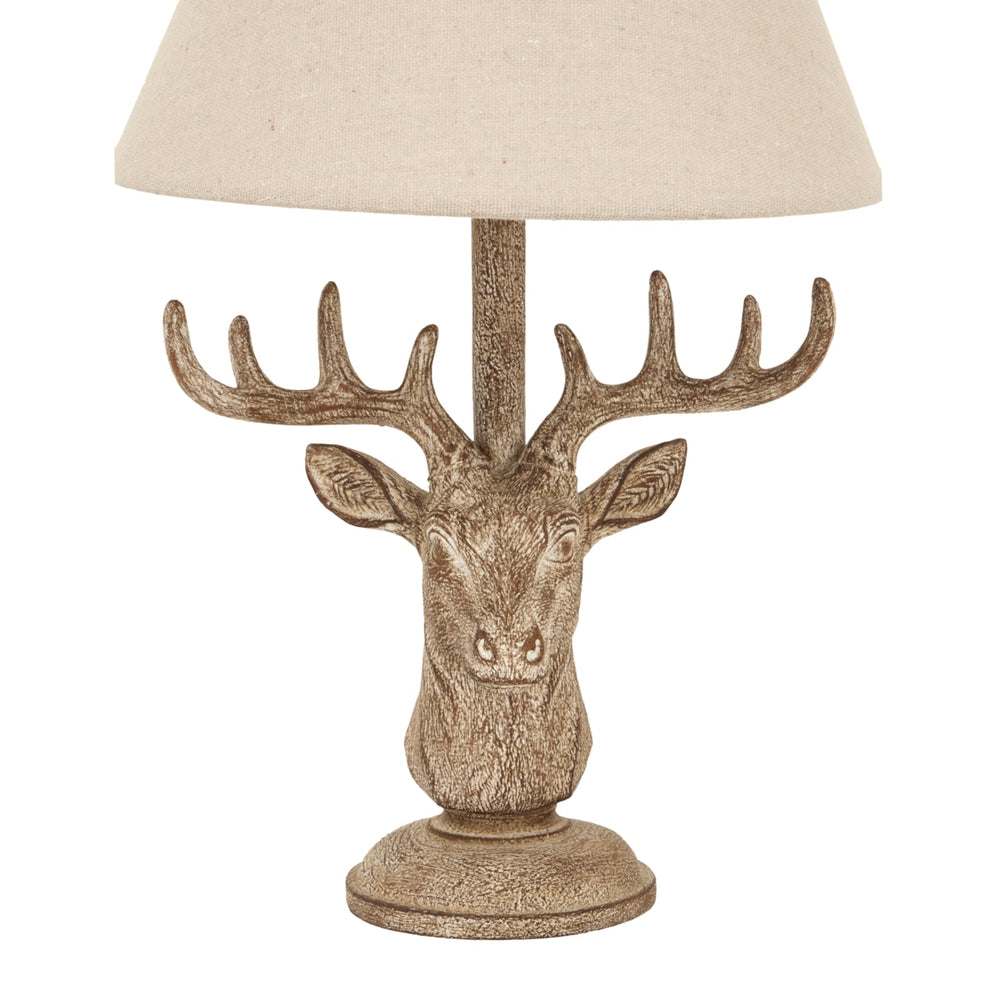 Stonewashed Stag Head Table Lamp with Linen Shade - Canwell Interiors Limited - Hills