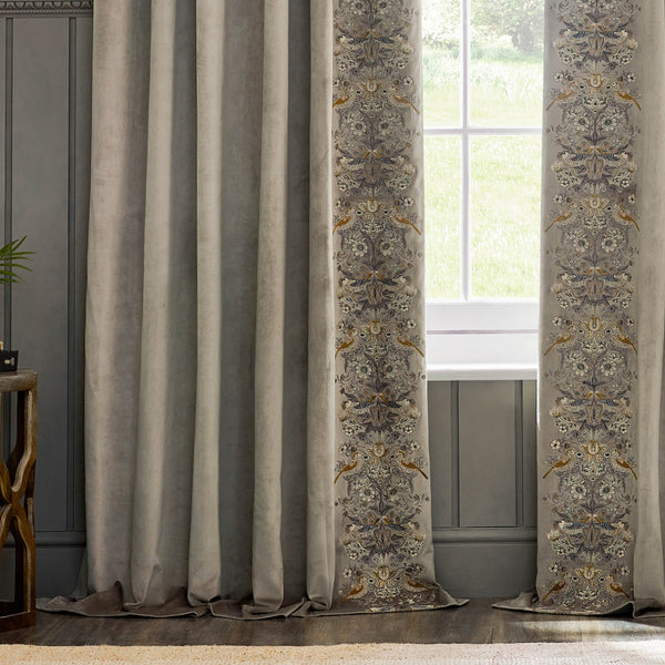 Strawberry Thief Embroidery 167x137 Pencil Pleat Curtains Biscuit - XShowhome Limited - Riva