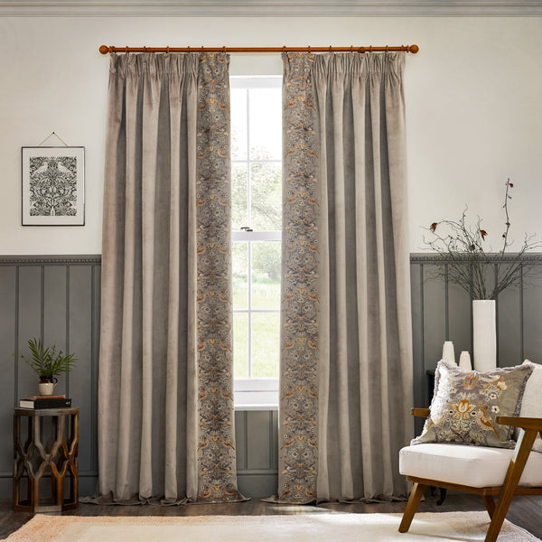 Strawberry Thief Embroidery 167x137 Pencil Pleat Curtains Biscuit - XShowhome Limited - Riva