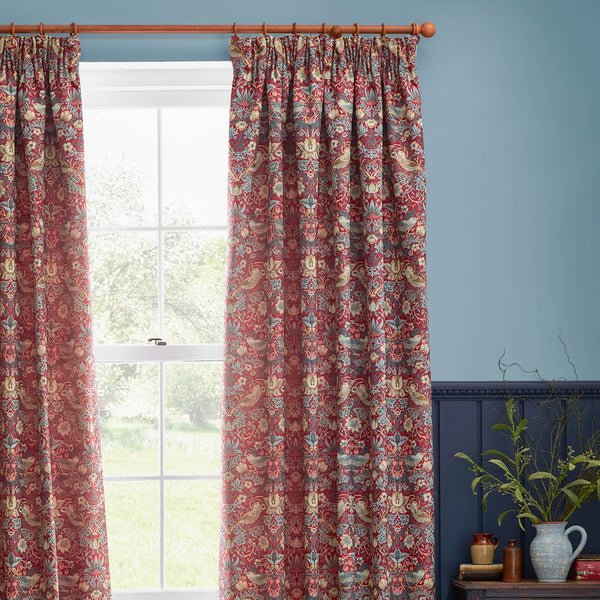 Strawberry Thief Jacquard 167x182 Pencil Pleat Curtains Berry - XShowhome Limited - Riva