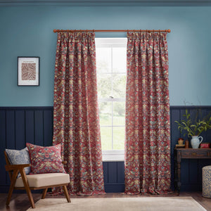 Strawberry Thief Jacquard 167x182 Pencil Pleat Curtains Berry - XShowhome Limited - Riva