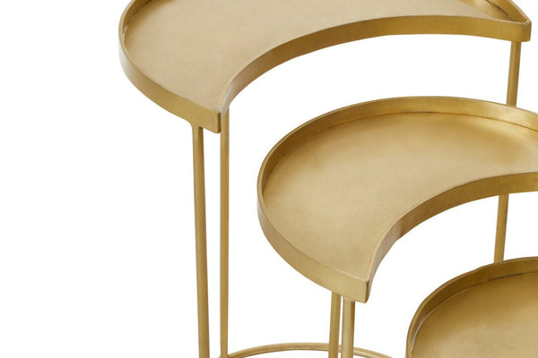 Suar Nest Of Three Antique Brass Finish Side Tables - Canwell Interiors Limited - Xshowhome