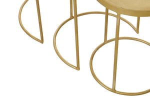 Suar Nest Of Three Antique Brass Finish Side Tables - Canwell Interiors Limited - Xshowhome