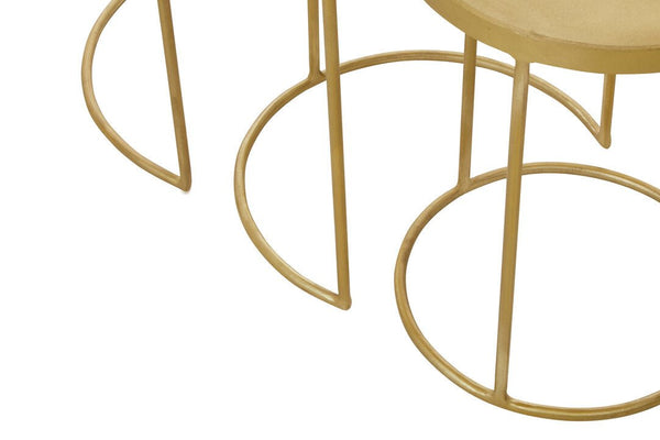 Suar Nest Of Three Antique Brass Finish Side Tables - Canwell Interiors Limited - Xshowhome