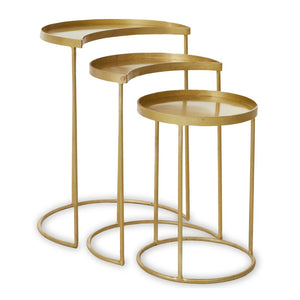 Suar Nest Of Three Antique Brass Finish Side Tables - Canwell Interiors Limited - Xshowhome