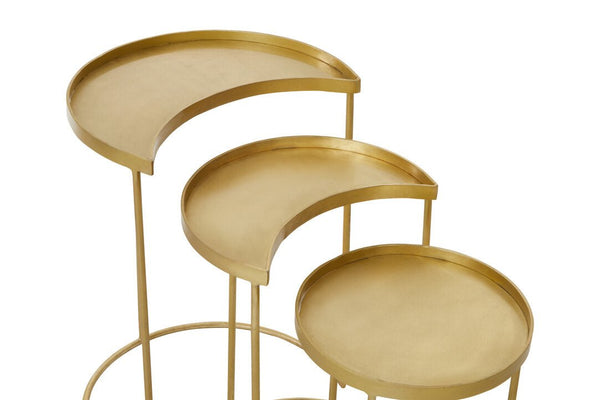 Suar Nest Of Three Antique Brass Finish Side Tables - Canwell Interiors Limited - Xshowhome