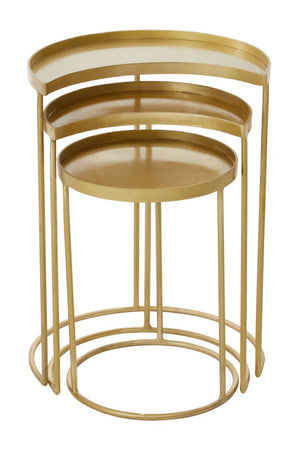 Suar Nest Of Three Antique Brass Finish Side Tables - Canwell Interiors Limited - Xshowhome