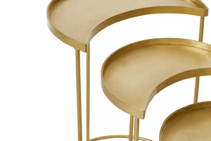 Suar Nest Of Three Antique Brass Finish Side Tables - XShowhome Limited - Xshowhome