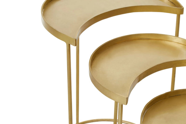 Suar Nest Of Three Antique Brass Finish Side Tables - XShowhome Limited - Xshowhome
