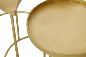 Suar Nest Of Three Antique Brass Finish Side Tables - XShowhome Limited - Xshowhome