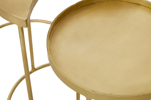 Suar Nest Of Three Antique Brass Finish Side Tables - XShowhome Limited - Xshowhome