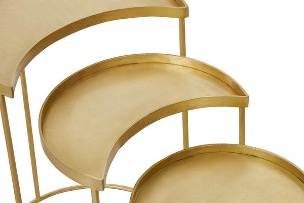 Suar Nest Of Three Antique Brass Finish Side Tables - XShowhome Limited - Xshowhome