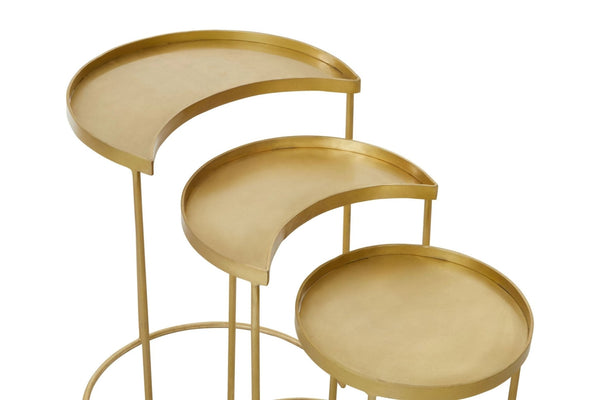 Suar Nest Of Three Antique Brass Finish Side Tables - XShowhome Limited - Xshowhome