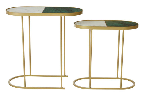 Suar Nest Of Two Marble Top Side Tables - Canwell Interiors Limited - Xshowhome