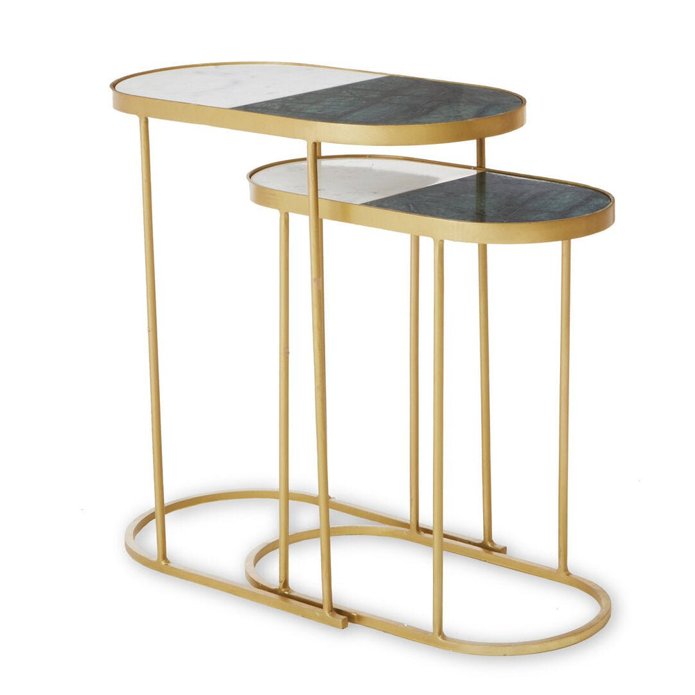 Suar Nest Of Two Marble Top Side Tables - Canwell Interiors Limited - Xshowhome