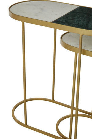 Suar Nest Of Two Marble Top Side Tables - Canwell Interiors Limited - Xshowhome