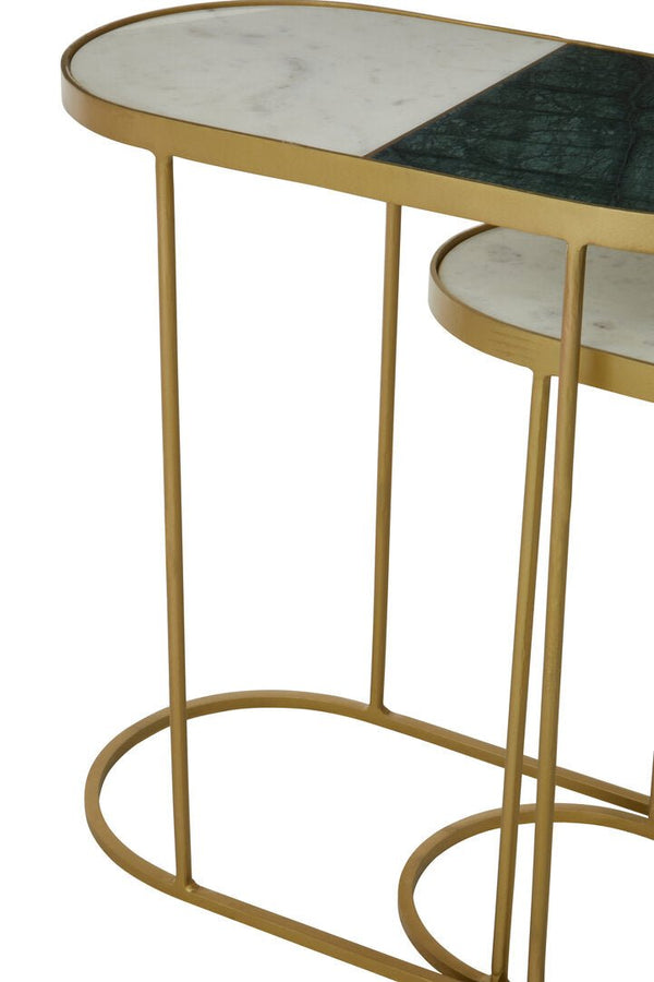 Suar Nest Of Two Marble Top Side Tables - Canwell Interiors Limited - Xshowhome