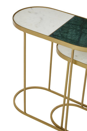 Suar Nest Of Two Marble Top Side Tables - Canwell Interiors Limited - Xshowhome