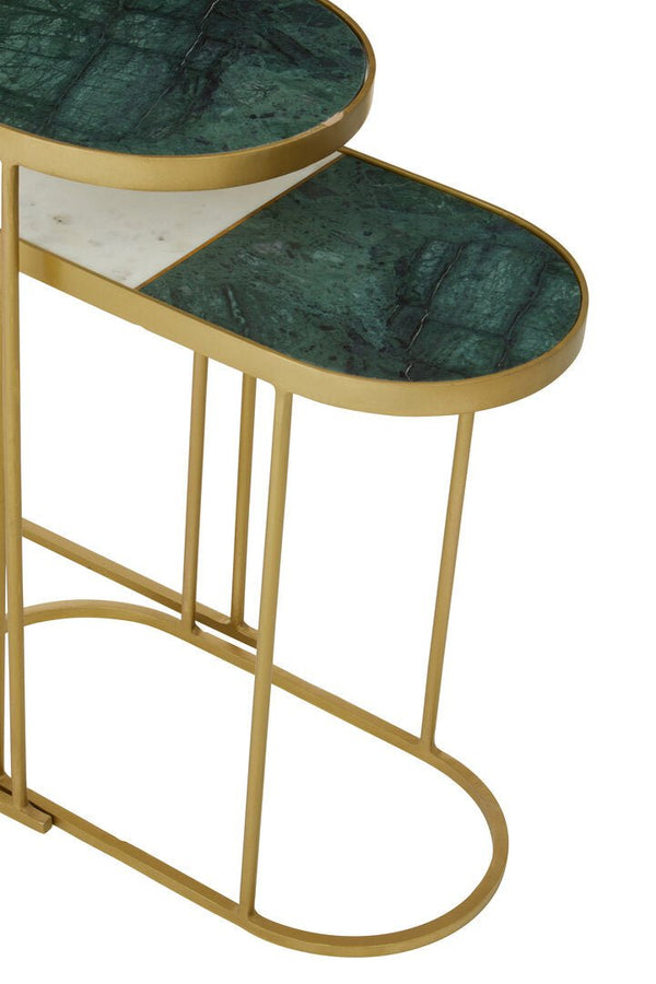 Suar Nest Of Two Marble Top Side Tables - Canwell Interiors Limited - Xshowhome