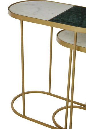 Suar Nest Of Two Marble Top Side Tables - XShowhome Limited - Xshowhome