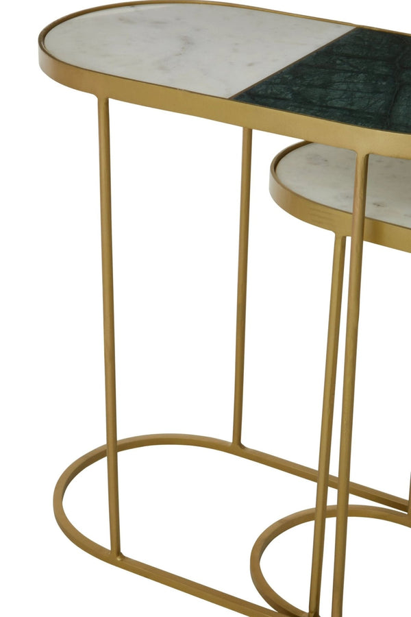 Suar Nest Of Two Marble Top Side Tables - XShowhome Limited - Xshowhome