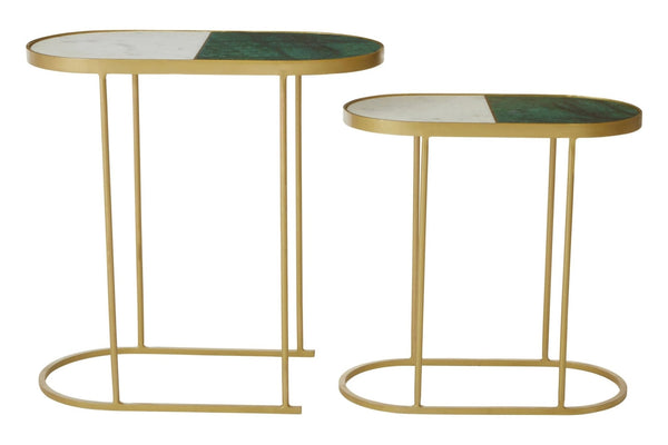 Suar Nest Of Two Marble Top Side Tables - XShowhome Limited - Xshowhome