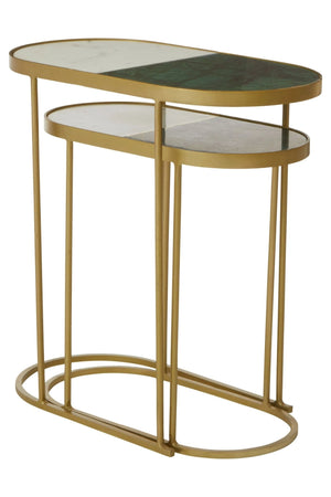 Suar Nest Of Two Marble Top Side Tables - XShowhome Limited - Xshowhome