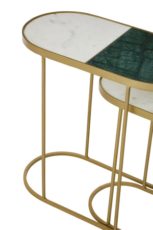 Suar Nest Of Two Marble Top Side Tables - XShowhome Limited - Xshowhome