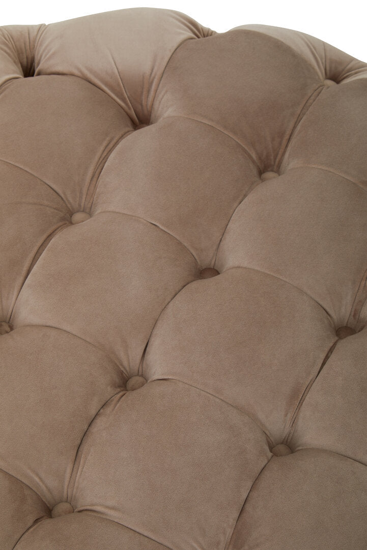 Suri Beige Velvet Round Ottoman Stool - Canwell Interiors Limited - Xshowhome