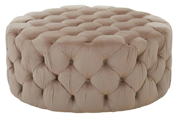 Suri Beige Velvet Round Ottoman Stool - XShowhome Limited - Xshowhome