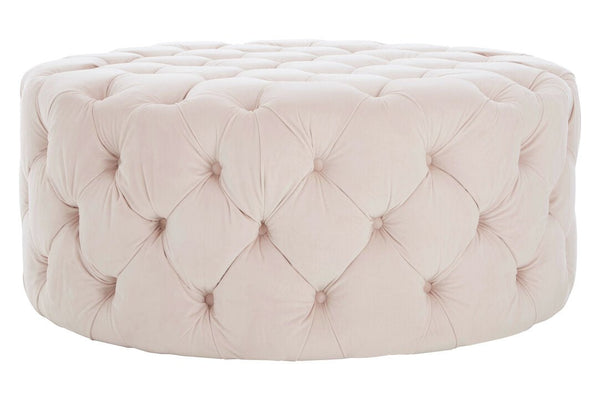 Suri Pale Pink Velvet Round Ottoman Stool - Canwell Interiors Limited - Xshowhome