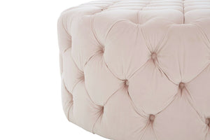 Suri Pale Pink Velvet Round Ottoman Stool - Canwell Interiors Limited - Xshowhome